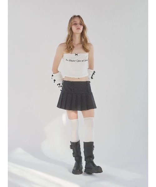 lilLilly（リルリリー）の「2wayベロアリボンアームウォーマー（アームカバー・レディース・ホワイト/ブラック×ホワイト・FREE）」の8枚目の写真