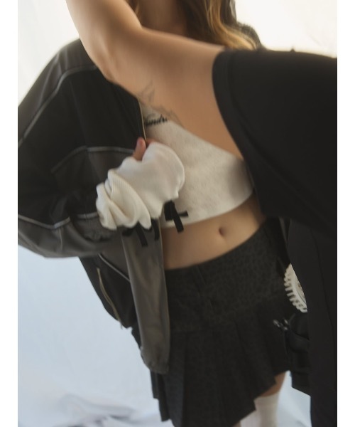 lilLilly（リルリリー）の「2wayベロアリボンアームウォーマー（アームカバー・レディース・ホワイト/ブラック×ホワイト・FREE）」の12枚目の写真