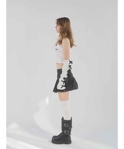 lilLilly（リルリリー）の「2wayベロアリボンアームウォーマー（アームカバー・レディース・ホワイト/ブラック×ホワイト・FREE）」の14枚目の写真