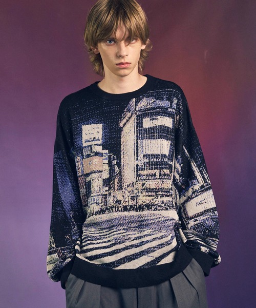 完売品✴︎新品未使用✴︎City shop UNISEX》【CITY SERIES】「SCRAMBLE」Prime-Over Crew Neck Knit