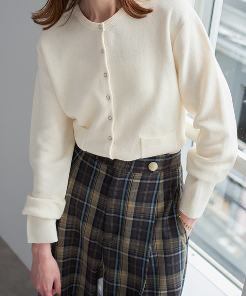 SLOBE IENA（スローブイエナ）の「《セットアップ対応可》コットンダブルフェイスカーディガン（カーディガン/ボレロ・レディース・グレー/アイボリー/ボルドー/キャメル・FREE）」の2枚目の写真