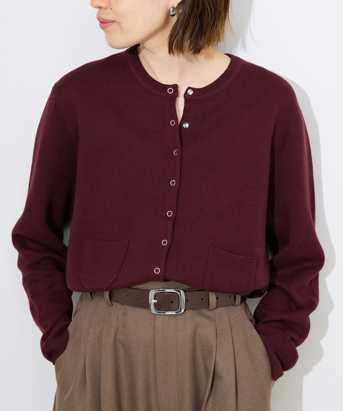 SLOBE IENA（スローブイエナ）の「《セットアップ対応可》コットンダブルフェイスカーディガン（カーディガン/ボレロ・レディース・グレー/アイボリー/ボルドー/キャメル・FREE）」の4枚目の写真