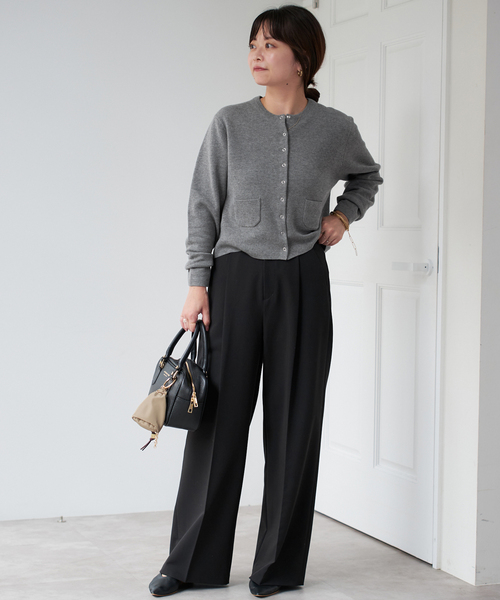 SLOBE IENA（スローブイエナ）の「《セットアップ対応可》コットンダブルフェイスカーディガン（カーディガン/ボレロ・レディース・グレー/アイボリー/ボルドー/キャメル・FREE）」の5枚目の写真