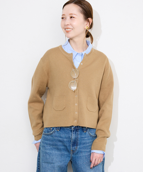 SLOBE IENA（スローブイエナ）の「《セットアップ対応可》コットンダブルフェイスカーディガン（カーディガン/ボレロ・レディース・グレー/アイボリー/ボルドー/キャメル・FREE）」の11枚目の写真