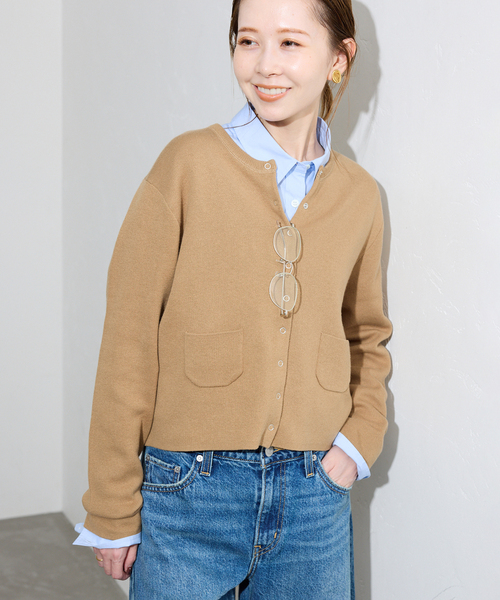 SLOBE IENA（スローブイエナ）の「《セットアップ対応可》コットンダブルフェイスカーディガン（カーディガン/ボレロ・レディース・グレー/アイボリー/ボルドー/キャメル・FREE）」の12枚目の写真