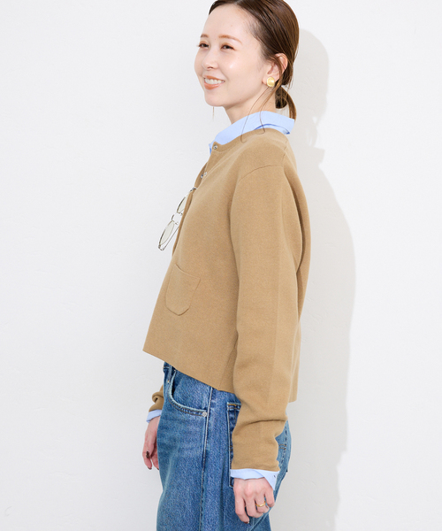 SLOBE IENA（スローブイエナ）の「《セットアップ対応可》コットンダブルフェイスカーディガン（カーディガン/ボレロ・レディース・グレー/アイボリー/ボルドー/キャメル・FREE）」の13枚目の写真