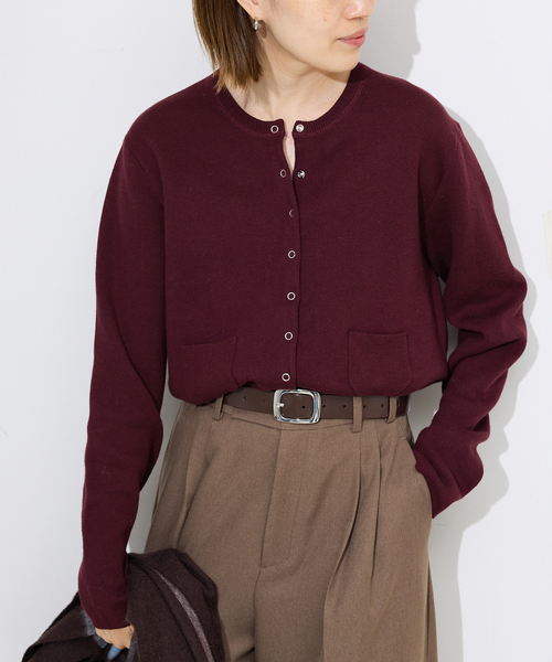 SLOBE IENA（スローブイエナ）の「《セットアップ対応可》コットンダブルフェイスカーディガン（カーディガン/ボレロ・レディース・グレー/アイボリー/ボルドー/キャメル・FREE）」の18枚目の写真