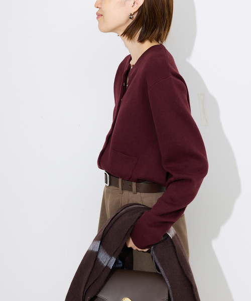 SLOBE IENA（スローブイエナ）の「《セットアップ対応可》コットンダブルフェイスカーディガン（カーディガン/ボレロ・レディース・グレー/アイボリー/ボルドー/キャメル・FREE）」の19枚目の写真