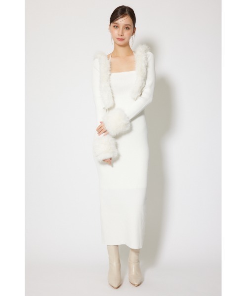 rienda(リエンダ)の「フェイクファーレディーニットワンピース 秋服 冬服(ワンピース・レディース・ホワイト/ブラウン/ライトブルー・FREE)」の6枚目の写真