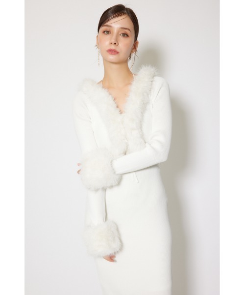 フェイクファーレディーニットワンピース 秋服 冬服（ワンピース