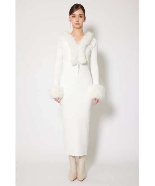 フェイクファーレディーニットワンピース 秋服 冬服（ワンピース