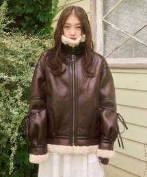 mellowneon（メロウネオン）の「マルチウェイヴィンテージレザーライクボアジャケット（ブルゾン）」