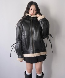 mellowneon（メロウネオン）の「マルチウェイヴィンテージレザーライクボアジャケット（ブルゾン）」