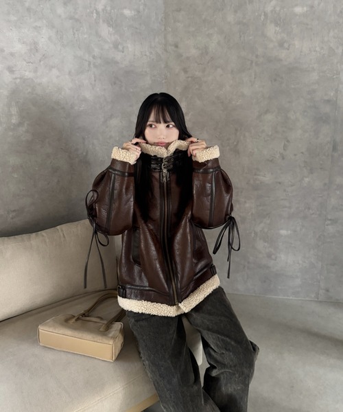 セール】マルチウェイヴィンテージレザーライクボアジャケット