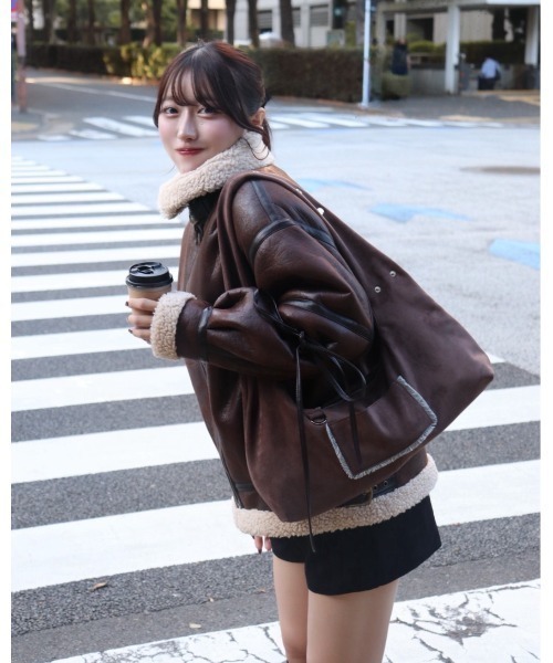 セール】マルチウェイヴィンテージレザーライクボアジャケット