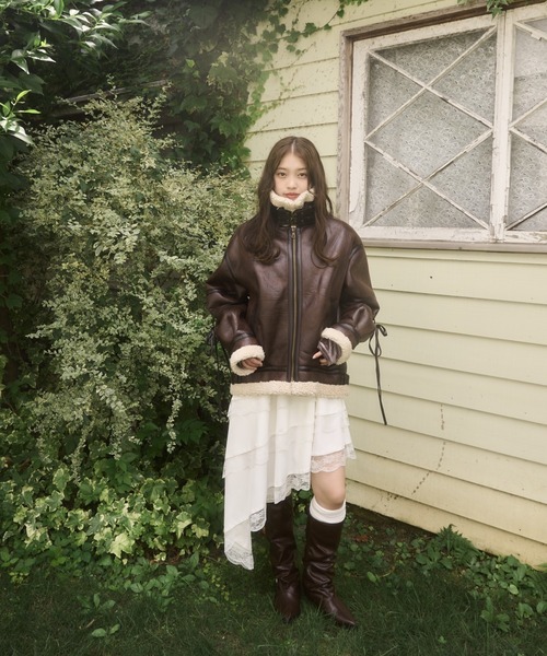 マルチウェイヴィンテージレザーライクボアジャケット（ブルゾン