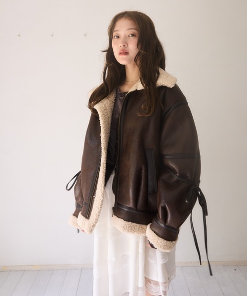 【10月限定】nokcha ボアライナーレザーライクジャケット ブラウン 10月限定】nokcha ボアライナーレザーライクジャケット ブラウン
