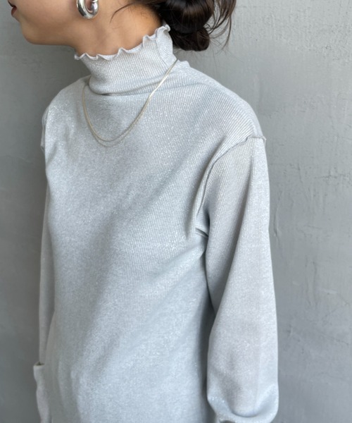 nenom（ネノム）の「[nenom/ネノム] ハイネックラメニットソー（Tシャツ/カットソー・レディース・ブラック/オフホワイト/グレー・F）」の17枚目の写真