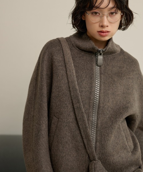 LAULEN（ローレン）の「double pocket zip up short blouson /ダブルポケットジップアップショートブルゾン（ブルゾン・レディース・グレー/チャコールグレー/オートミール・FREE）」の4枚目の写真