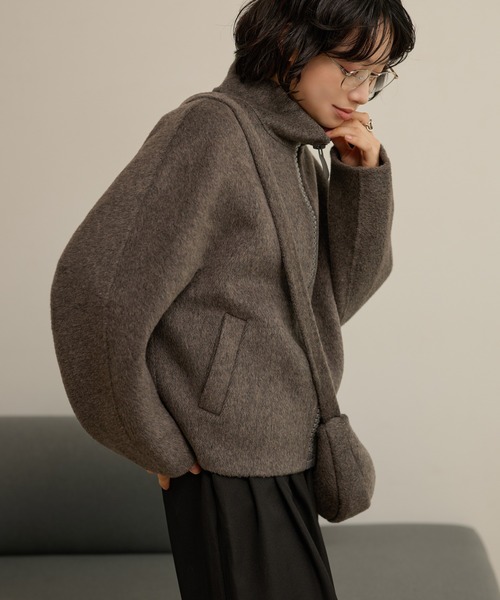 LAULEN（ローレン）の「double pocket zip up short blouson /ダブルポケットジップアップショートブルゾン（ブルゾン・レディース・グレー/チャコールグレー/オートミール・FREE）」の5枚目の写真