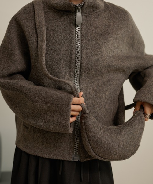 LAULEN（ローレン）の「double pocket zip up short blouson /ダブルポケットジップアップショートブルゾン（ブルゾン・レディース・グレー/チャコールグレー/オートミール・FREE）」の8枚目の写真