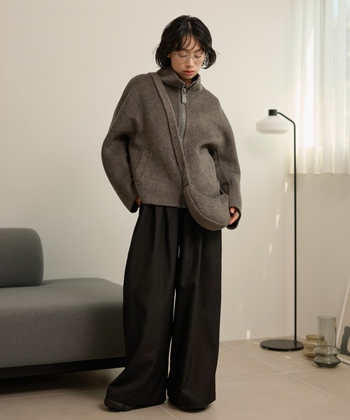 LAULEN（ローレン）の「double pocket zip up short blouson /ダブルポケットジップアップショートブルゾン（ブルゾン・レディース・グレー/チャコールグレー/オートミール・FREE）」の11枚目の写真