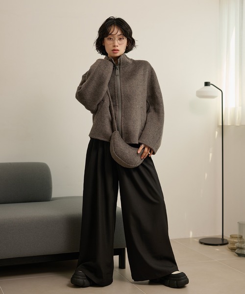 LAULEN（ローレン）の「double pocket zip up short blouson /ダブルポケットジップアップショートブルゾン（ブルゾン・レディース・グレー/チャコールグレー/オートミール・FREE）」の14枚目の写真