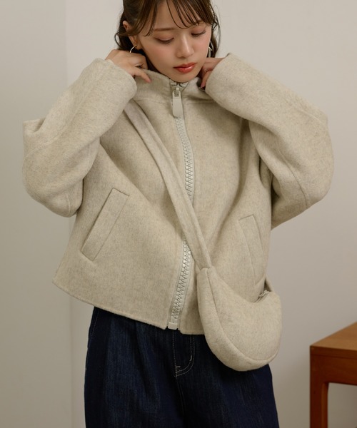 LAULEN（ローレン）の「double pocket zip up short blouson /ダブルポケットジップアップショートブルゾン（ブルゾン・レディース・グレー/チャコールグレー/オートミール・FREE）」の15枚目の写真