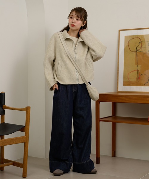 LAULEN（ローレン）の「double pocket zip up short blouson /ダブルポケットジップアップショートブルゾン（ブルゾン・レディース・グレー/チャコールグレー/オートミール・FREE）」の21枚目の写真