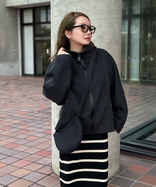 LAULEN（ローレン）の「double pocket zip up short blouson /ダブルポケットジップアップショートブルゾン（ブルゾン・レディース・グレー/チャコールグレー/オートミール・FREE）」の22枚目の写真