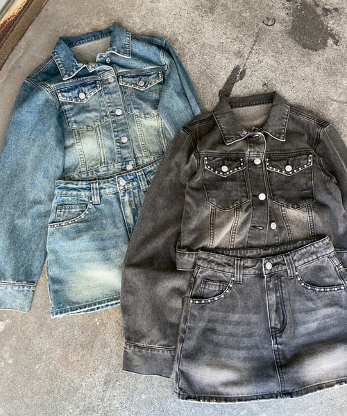 ENVYM(アンビー)の「スタッズデニムミニスカート(デニムスカート・レディース・ブラック/ブルー・MEDIUM/SMALL)」の20枚目の写真