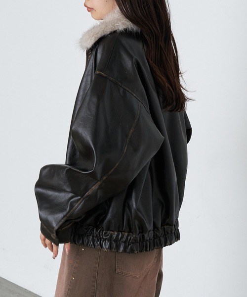 RAY CASSIN（レイカズン）の「レザーブルゾン（ブルゾン・レディース・ベージュ系その他2/ブラウン/ブラック・FREE）」の16枚目の写真