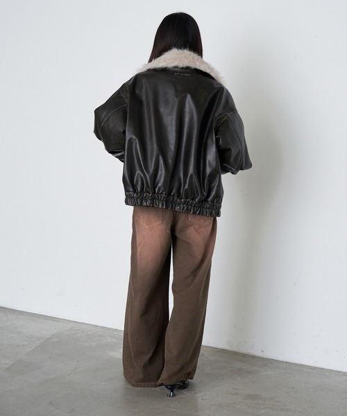 RAY CASSIN（レイカズン）の「レザーブルゾン（ブルゾン・レディース・ベージュ系その他2/ブラウン/ブラック・FREE）」の18枚目の写真