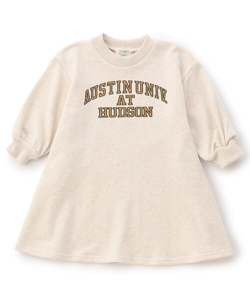 F.O.KIDS（エフオーキッズ）の「【リンク/ジュニア対応】カレッジロゴワンピース（ワンピース・キッズ・オレンジ/ブルー/ブラック/アイボリー・80/90/100/110/120/130/140）」の2枚目の写真