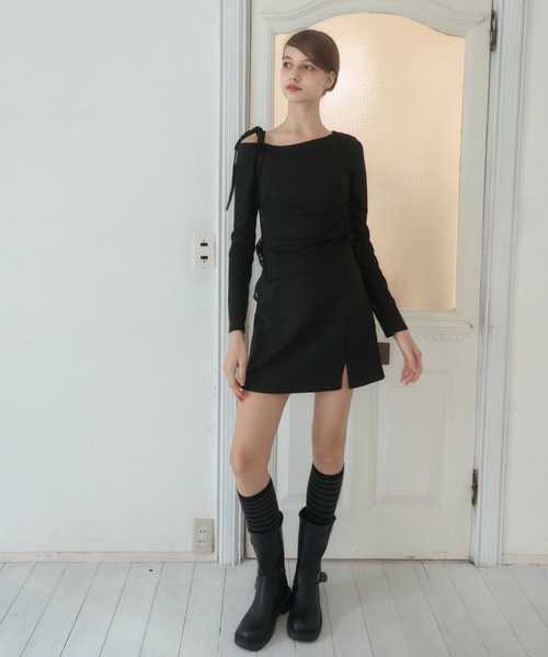 ワンショルリボントップス/one-shoulder ribbon tops（Tシャツ