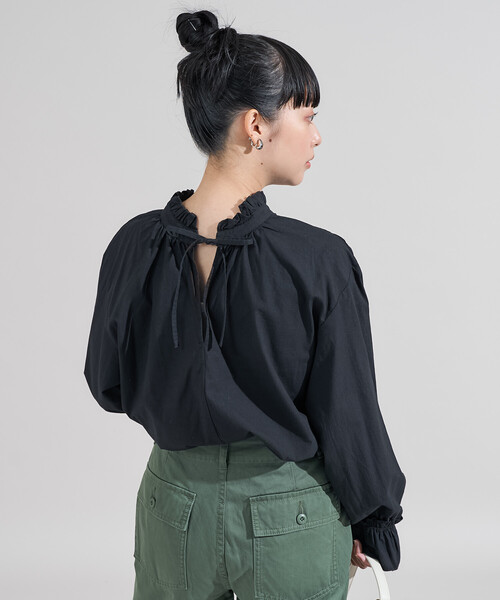 セール】前後2WAY フリルリボンブラウス/バックリボンブラウス（シャツ