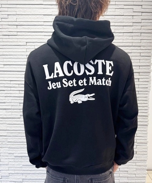 LACOSTE（ラコステ）の「Jeu Set et Match バックプリント ルーズシルエット スウェットフーディー / プルオーバーパーカー（パーカー・メンズ・ホワイト/ブラック・2/4/6/3/5）」の2枚目の写真