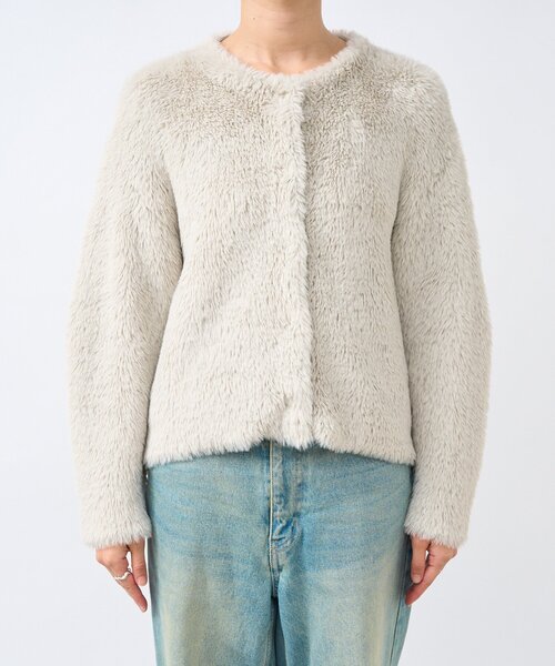 RIVE DROITE（リヴドロワ）の「【リバイバル/着映え】ダブルフェイスシャギーカーデ・2（カーディガン/ボレロ・レディース・グレイッシュベージュ/ブルー/ブラウン・FREE）」の18枚目の写真