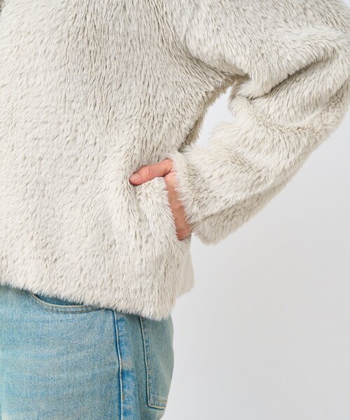 RIVE DROITE（リヴドロワ）の「【リバイバル/着映え】ダブルフェイスシャギーカーデ・2（カーディガン/ボレロ・レディース・グレイッシュベージュ/ブルー/ブラウン・FREE）」の14枚目の写真