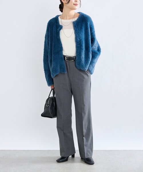 RIVE DROITE（リヴドロワ）の「【リバイバル/着映え】ダブルフェイスシャギーカーデ・2（カーディガン/ボレロ・レディース・グレイッシュベージュ/ブルー/ブラウン・FREE）」の10枚目の写真