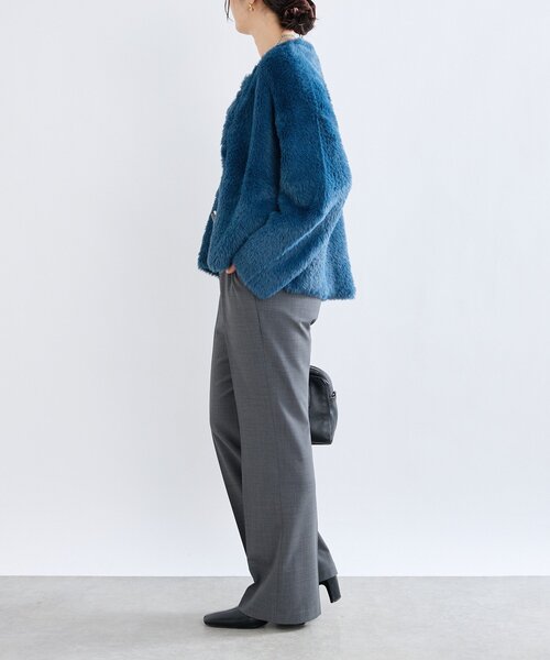 RIVE DROITE（リヴドロワ）の「【リバイバル/着映え】ダブルフェイスシャギーカーデ・2（カーディガン/ボレロ・レディース・グレイッシュベージュ/ブルー/ブラウン・FREE）」の9枚目の写真