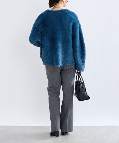 RIVE DROITE（リヴドロワ）の「【リバイバル/着映え】ダブルフェイスシャギーカーデ・2（カーディガン/ボレロ・レディース・グレイッシュベージュ/ブルー/ブラウン・FREE）」の8枚目の写真