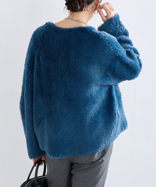 RIVE DROITE（リヴドロワ）の「【リバイバル/着映え】ダブルフェイスシャギーカーデ・2（カーディガン/ボレロ・レディース・グレイッシュベージュ/ブルー/ブラウン・FREE）」の5枚目の写真