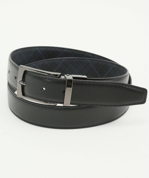 TAKA-Q（タカキュー）の「【リバーシブル 表牛革】タカキュー シングルピンベルト（ベルト・メンズ・ネイビー/ブラック・FREE）」の2枚目の写真