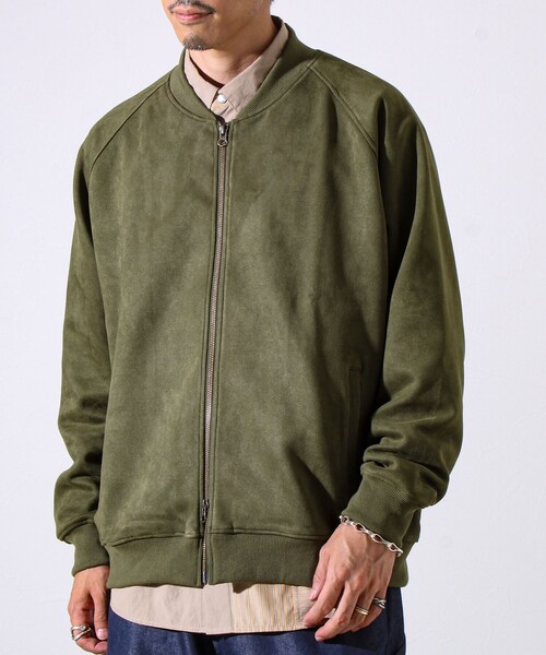 GLOSTER（グロスター）の「【秋の新定番】フェイクスエードMA-1ジップブルゾン（ブルゾン・メンズ・ブラック/オリーブ/ピンク・S/M/L）」の3枚目の写真