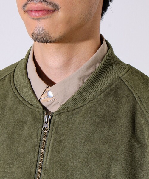GLOSTER（グロスター）の「【秋の新定番】フェイクスエードMA-1ジップブルゾン（ブルゾン・メンズ・ブラック/オリーブ/ピンク・S/M/L）」の4枚目の写真