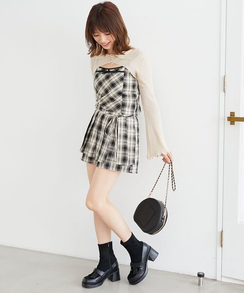 MAJESTIC LEGON（マジェスティックレゴン）の「バイカラーキャミ＆ショートボレロセット（ニット/セーター・レディース・ブラック/ベージュ/アイボリー/ブラック系その他・MEDIUM）」の7枚目の写真