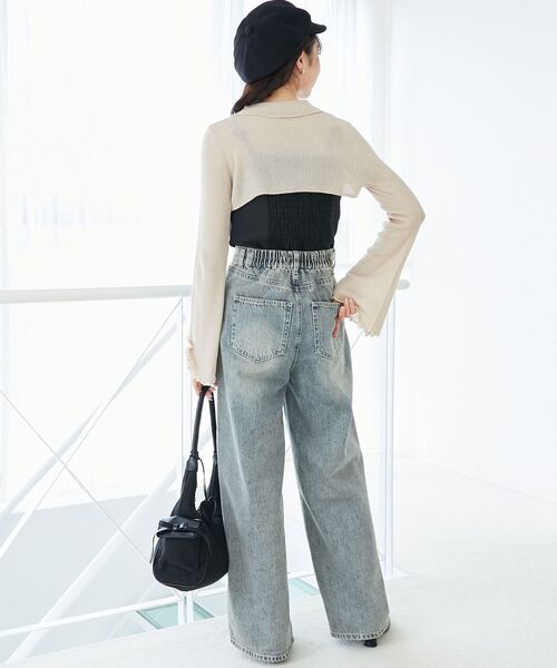 MAJESTIC LEGON（マジェスティックレゴン）の「バイカラーキャミ＆ショートボレロセット（ニット/セーター・レディース・ブラック/ベージュ/アイボリー/ブラック系その他・MEDIUM）」の11枚目の写真