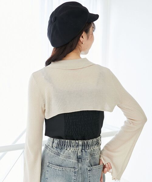 MAJESTIC LEGON（マジェスティックレゴン）の「バイカラーキャミ＆ショートボレロセット（ニット/セーター・レディース・ブラック/ベージュ/アイボリー/ブラック系その他・MEDIUM）」の13枚目の写真