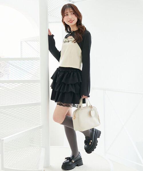 MAJESTIC LEGON（マジェスティックレゴン）の「バイカラーキャミ＆ショートボレロセット（ニット/セーター・レディース・ブラック/ベージュ/アイボリー/ブラック系その他・MEDIUM）」の16枚目の写真